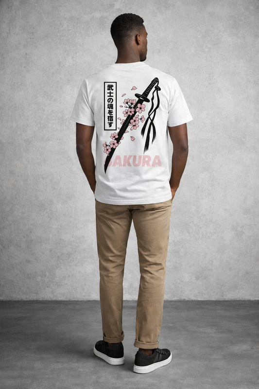 T-shirt blanc manches courtes – Édition sakura